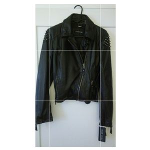 A supple leather motorcycle jacket w/ silverhardwa