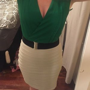 Green and cream Express dress