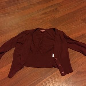 Cropped Maroon Cardigan