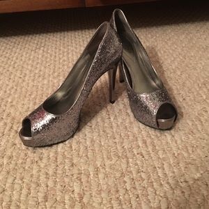 Guess Silver glitter heels size 8.5 never worn