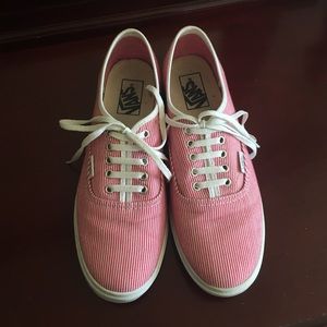 Red and White Pin-Stripe Vans