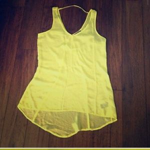 Sheer neon yellow express top