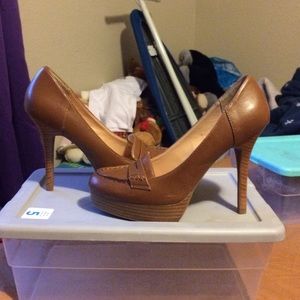 Brown leather heels