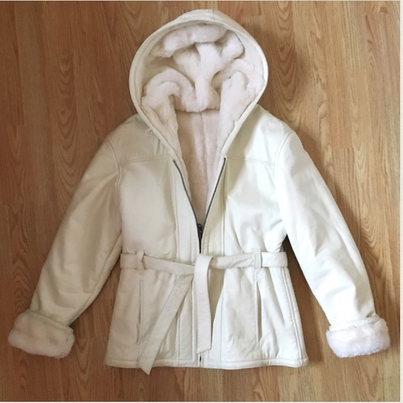 Wilsons genuine leather jacket with white fur