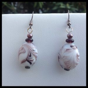 Purple and White Hand Crafted Earrings - NWT