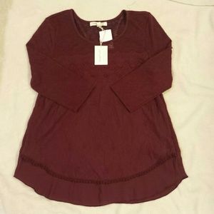 NWT Burgundy 3/4 sleeve top