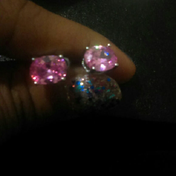 14K white gold natural pink sapphire set - Picture 3 of 4