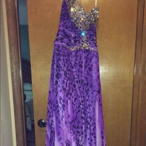 Jeweled purple long Formal dress