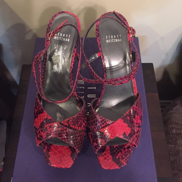 Stuart Weitzman Goofyloops Snake-Embossed Heels - image 2