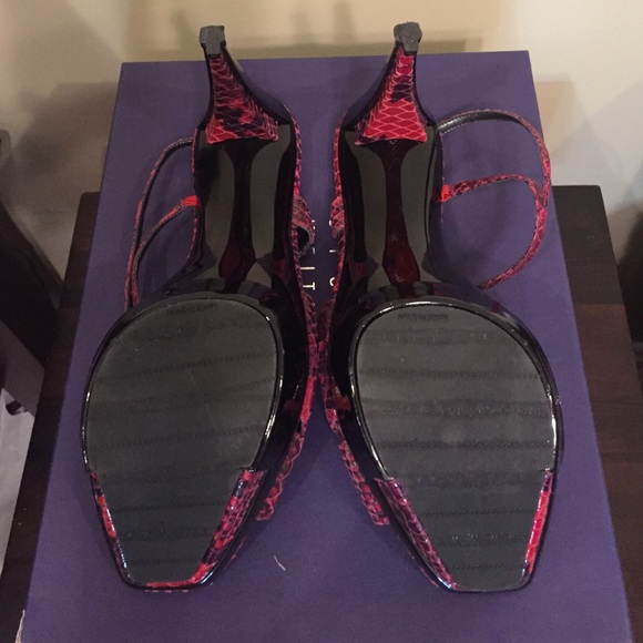 Stuart Weitzman Goofyloops Snake-Embossed Heels - image 3