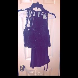 Two piece black prom dress