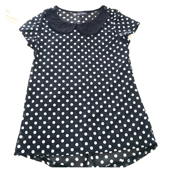Adorable sheer black and white polka dot blouse