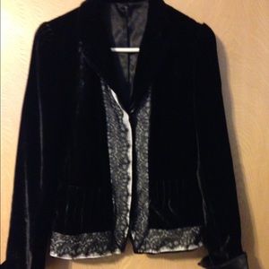 Tahari Black Velvet & Lace Jacket/Blazer