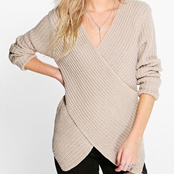 Cross over knit sweater