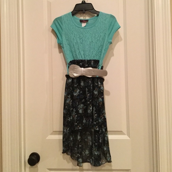 Turquoise floral print dress