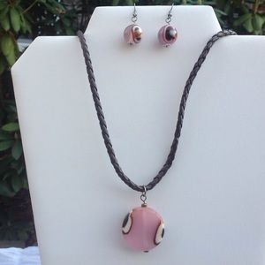 Lavender and Brown Necklace & Earring Set - NWT