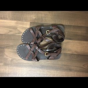 Michael Kors Brown Leather Sandals SZ 8-1/2
