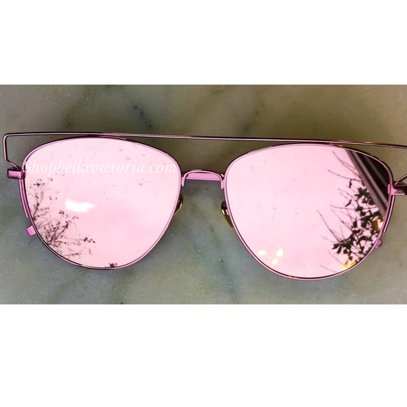 Eliana Rose Gold Mirrored Squared Sunglasses - Picture 2 of 3