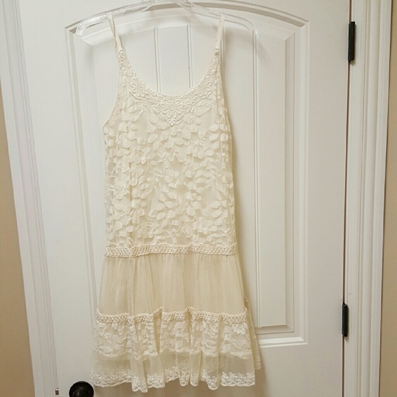 Lace and mesh ivory dress - L -negotiable