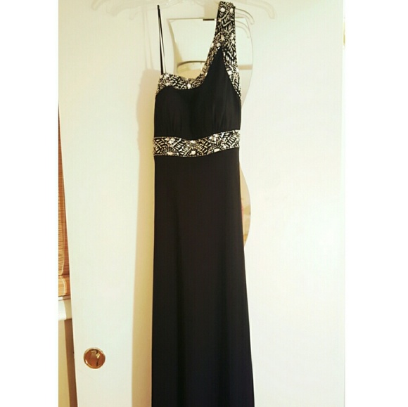 Backless one shoulder prom dress