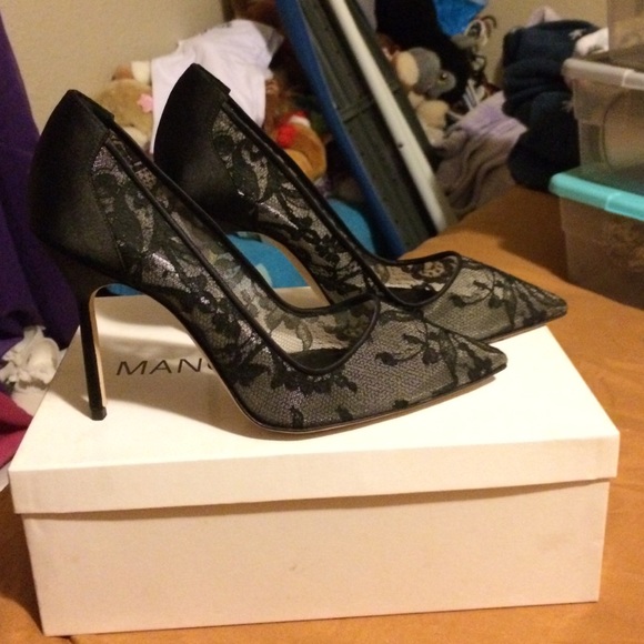 Black lace heels