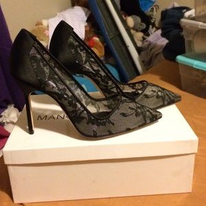 Black lace heels