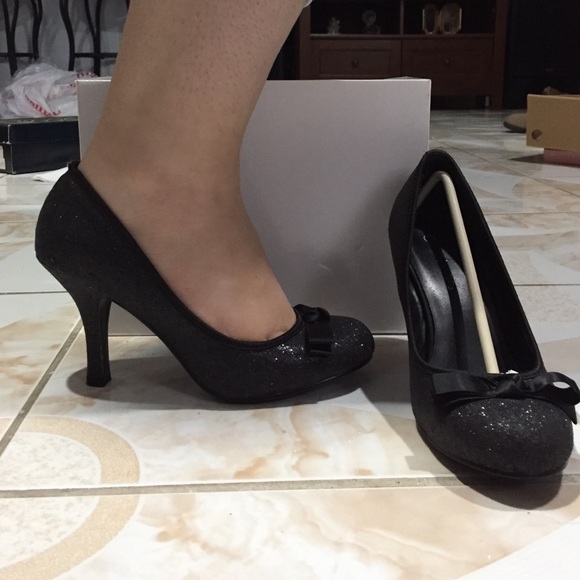 Black Glitter Heels - Picture 1 of 4