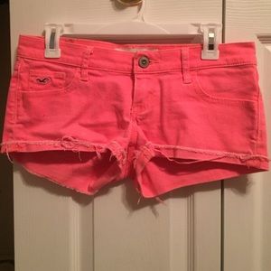 hollister coral denim shorts