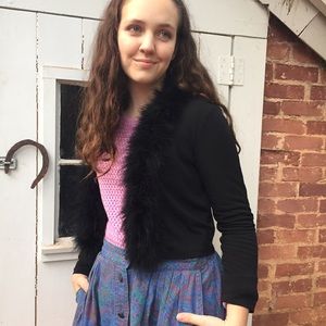 Black Calvin Klein feather cardigan