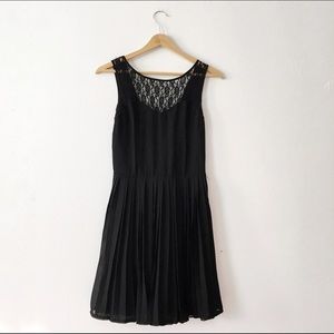 Little Black Dress LBD w/ Lace & Pleating Accents
