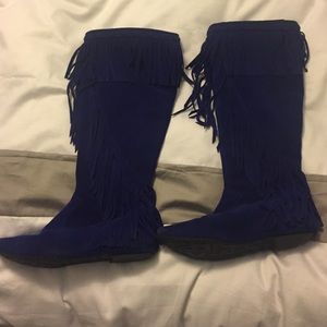 Sam Edelman Blue Fringe Boots