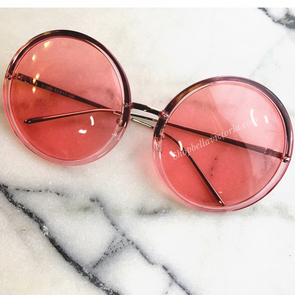 Casia Red Clear Oversized Retro Chic Sunglasses - Picture 2 of 2