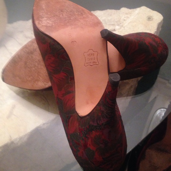 Floral printed leather &suede pumps - Picture 4 of 4