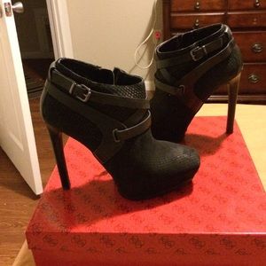Black leather guess heels