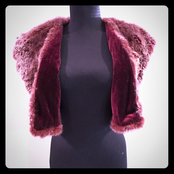 Elegant Rich Wine Fur Jacket Vest