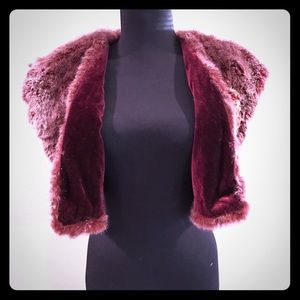 Elegant Rich Wine Fur Jacket Vest