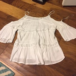 Over the shoulder white top w/ cutouts Size S