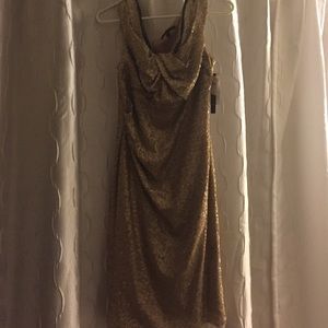 Gold sequin David meister dress
