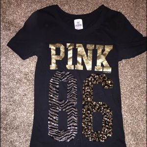 VS Pink Black and Gold sequence Tee
