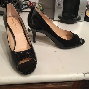 Cole Haan patent leather peep toe heels size 7