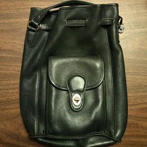 Large Coach backpack bucket style black leather