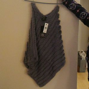 NWT rabbit fur/wool/acrylic poncho