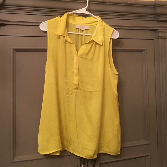 Yellow sleeveless Loft work shirt. - Picture 1 of 3