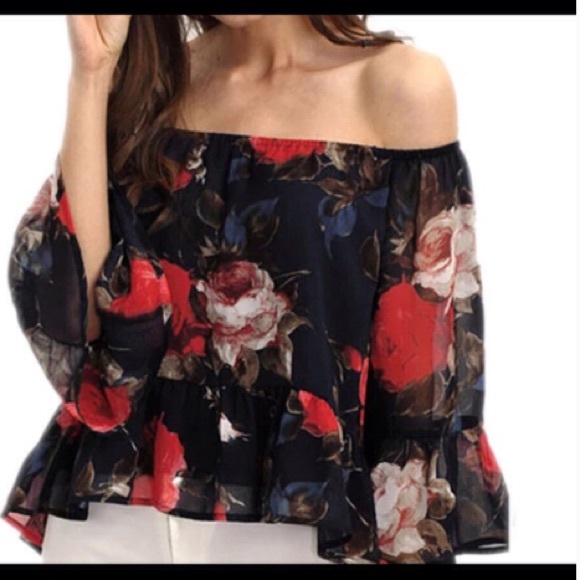 Gorgeous Off The Shoulder Flowered Blouse