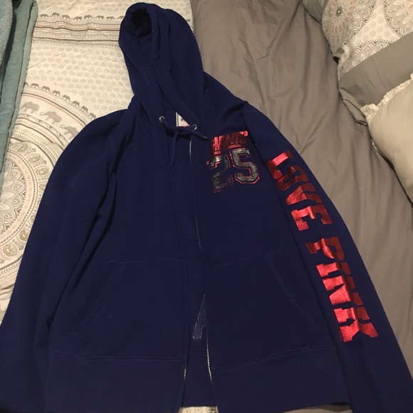 PINK bling ny giants zip up size large