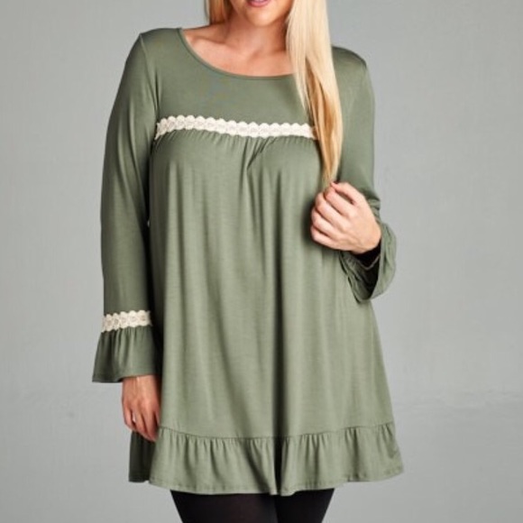 LAST 1❗️Olive Green Long Sleeve Tunic Top 1X , 3X - Picture 3 of 4