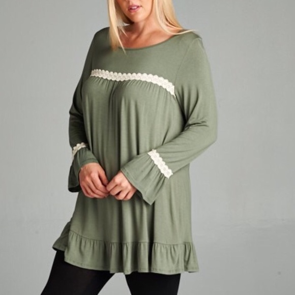 LAST 1❗️Olive Green Long Sleeve Tunic Top 1X , 3X - Picture 4 of 4