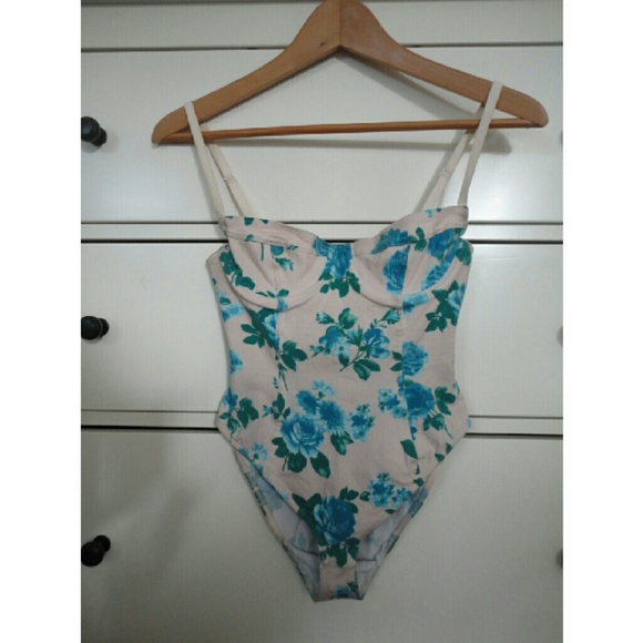 American Apparel Blue and Pink Bodysuit