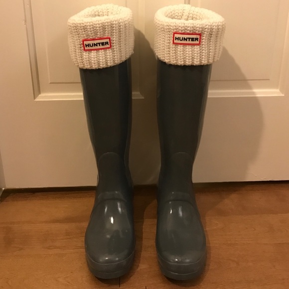 Gray Hunter Boots with socks