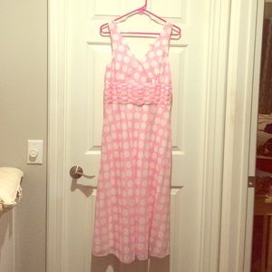 Pink and white polka dot dress